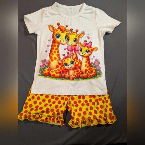 Kids Yellow & Orange Giraffe Pajama Set - Picture 2 of 4